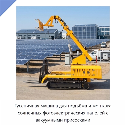 Гусеничная машина для подъёма и монтажа солнечных фотоэлектрических панелей с вакуумными присосками