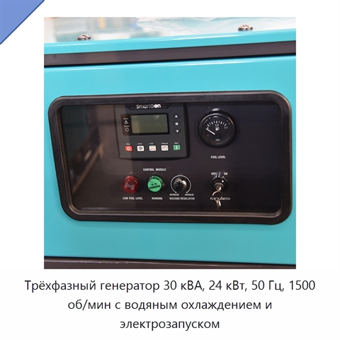 Трёхфазный генератор 30 кВА, 24 кВт, 50 Гц, 1500 об/мин с водяным охлаждением и электрозапуском