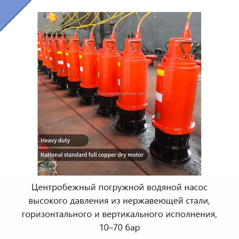 Центробежный погружной водяной насос высокого давления из нержавеющей стали, горизонтального и вертикального исполнения, 10–70 бар