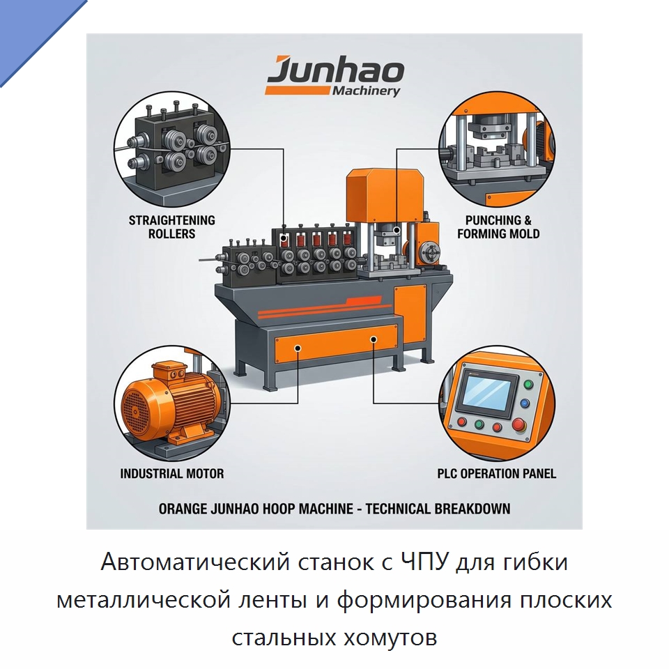 Автоматический станок с ЧПУ для гибки металлической ленты и формирования плоских стальных хомутов — Гибочные станки