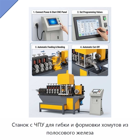 Станок с ЧПУ для гибки и формовки хомутов из полосового железа