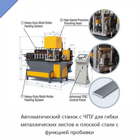 Автоматический станок с ЧПУ для гибки металлических листов и плоской стали с функцией пробивки