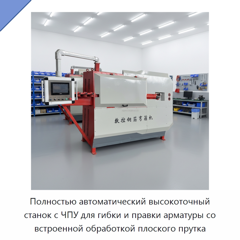 Полностью автоматический высокоточный станок с ЧПУ для гибки и правки арматуры со встроенной обработкой плоского прутка — Гибочные станки