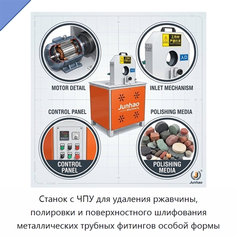 Станок с ЧПУ для удаления ржавчины, полировки и поверхностного шлифования металлических трубных фитингов особой формы