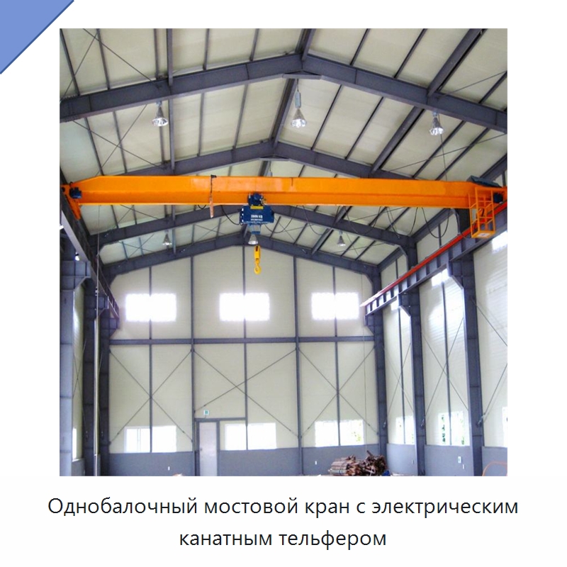 Однобалочный мостовой кран с электрическим канатным тельфером — Краны
