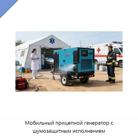 Мобильный прицепной генератор с шумозащитным исполнением
