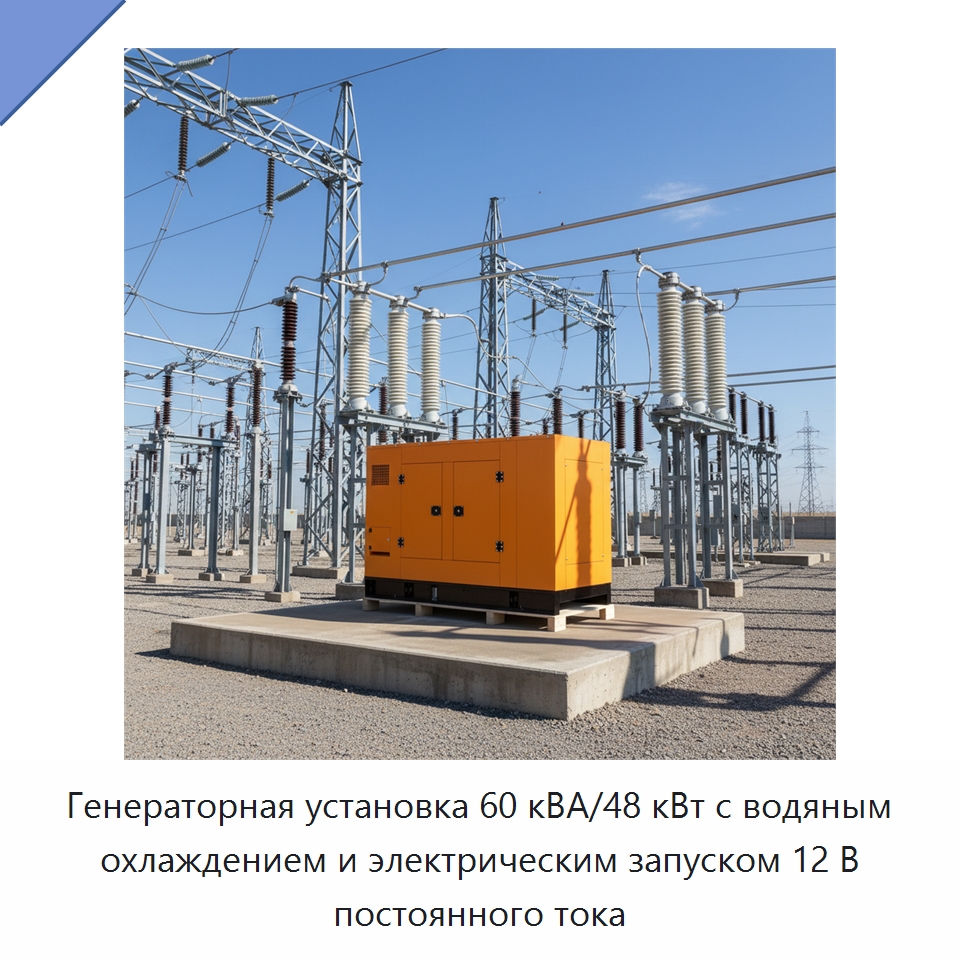 Генераторная установка 60 кВА/48 кВт с водяным охлаждением и электрическим запуском 12 В постоянного тока — Дизельные генераторы