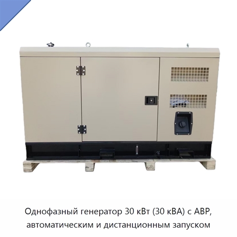 Однофазный генератор 30 кВт (30 кВА) с АВР, автоматическим и дистанционным запуском