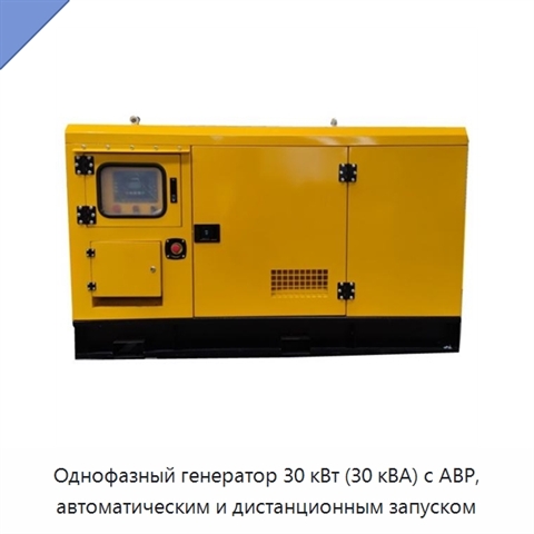 Однофазный генератор 30 кВт (30 кВА) с АВР, автоматическим и дистанционным запуском