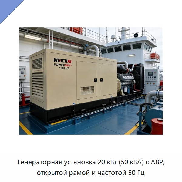 Генераторная установка 20 кВт (50 кВА) с АВР, открытой рамой и частотой 50 Гц — Дизельные генераторы