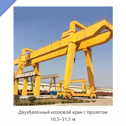 Двухбалочный козловой кран с пролетом 10,5–31,5 м