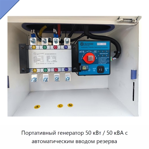 Портативный генератор 50 кВт / 50 кВА с автоматическим вводом резерва