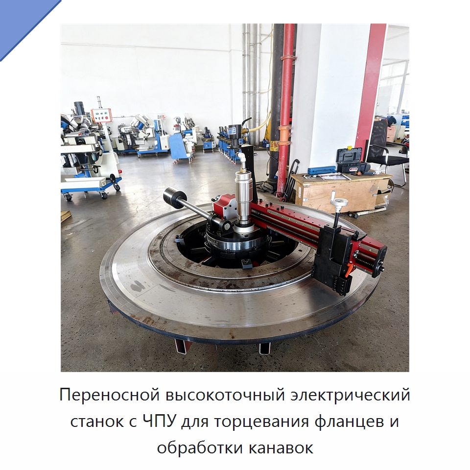 Переносной высокоточный электрический станок с ЧПУ для торцевания фланцев и обработки канавок — Фаскоснимательный станок