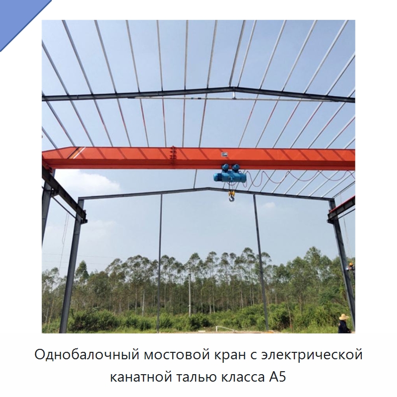 Однобалочный мостовой кран с электрической канатной талью класса A5 — Краны