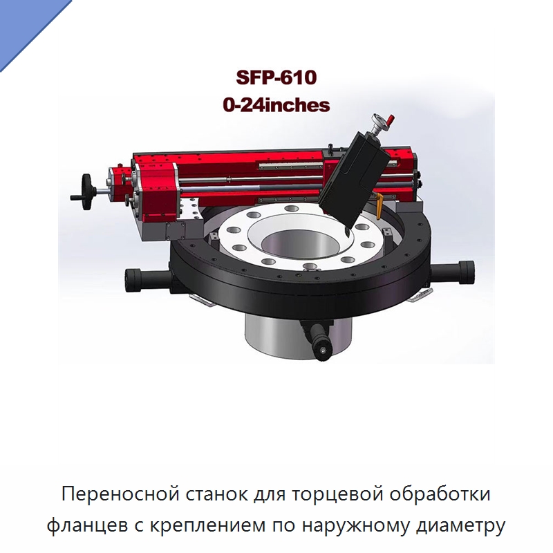 Переносной станок для торцевой обработки фланцев с креплением по наружному диаметру — Фаскоснимательный станок