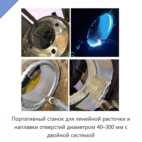 Портативный станок для линейной расточки и наплавки отверстий диаметром 40–300 мм с двойной системой