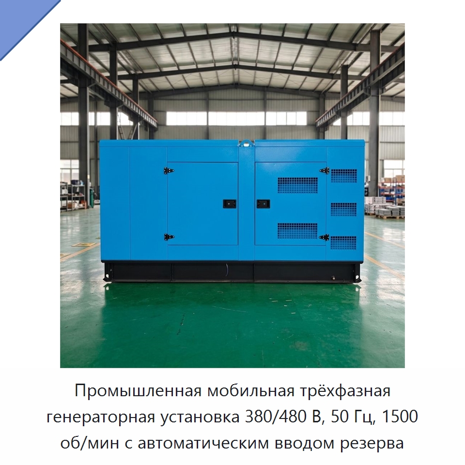 Промышленная мобильная трёхфазная генераторная установка 380/480 В, 50 Гц, 1500 об/мин с автоматическим вводом резерва — Дизельные генераторы