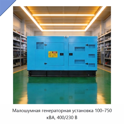 Малошумная генераторная установка 100–750 кВА, 400/230 В