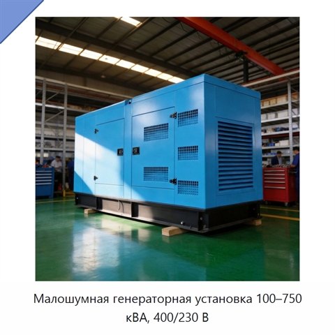 Малошумная генераторная установка 100–750 кВА, 400/230 В