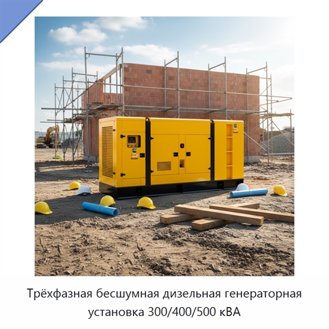Трёхфазная бесшумная дизельная генераторная установка 300/400/500 кВА