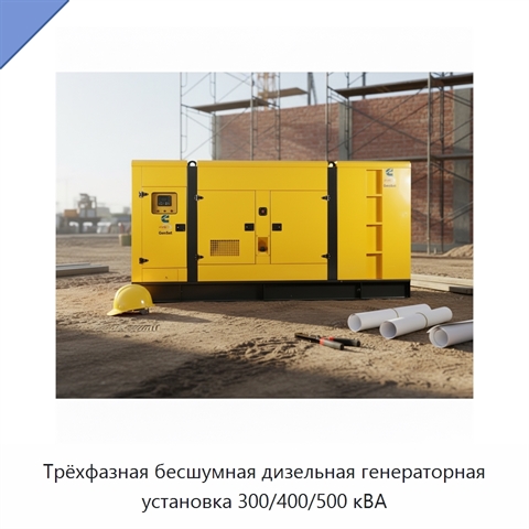 Трёхфазная бесшумная дизельная генераторная установка 300/400/500 кВА