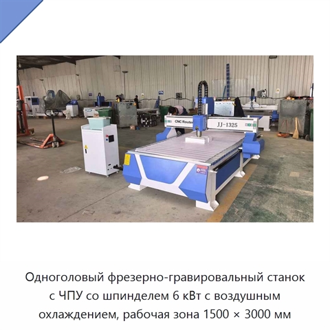 Одноголовый фрезерно-гравировальный станок с ЧПУ со шпинделем 6 кВт с воздушным охлаждением, рабочая зона 1500 × 3000 мм