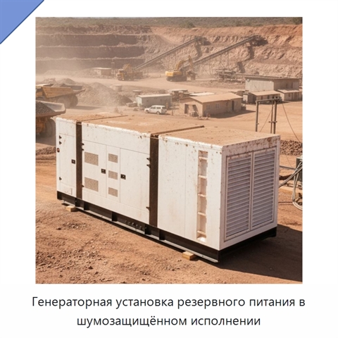 Генераторная установка резервного питания в шумозащищённом исполнении