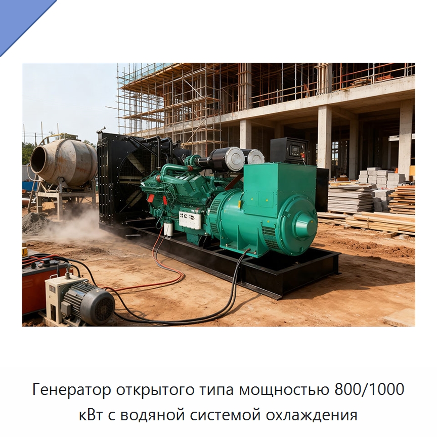 Генератор открытого типа мощностью 800/1000 кВт с водяной системой охлаждения — Дизельные генераторы