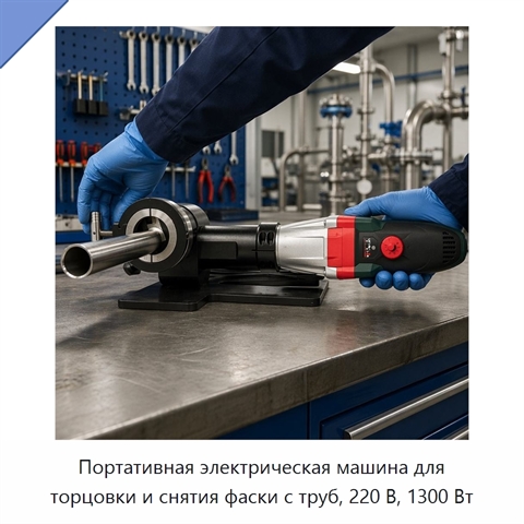 Портативная электрическая машина для торцовки и снятия фаски с труб, 220 В, 1300 Вт
