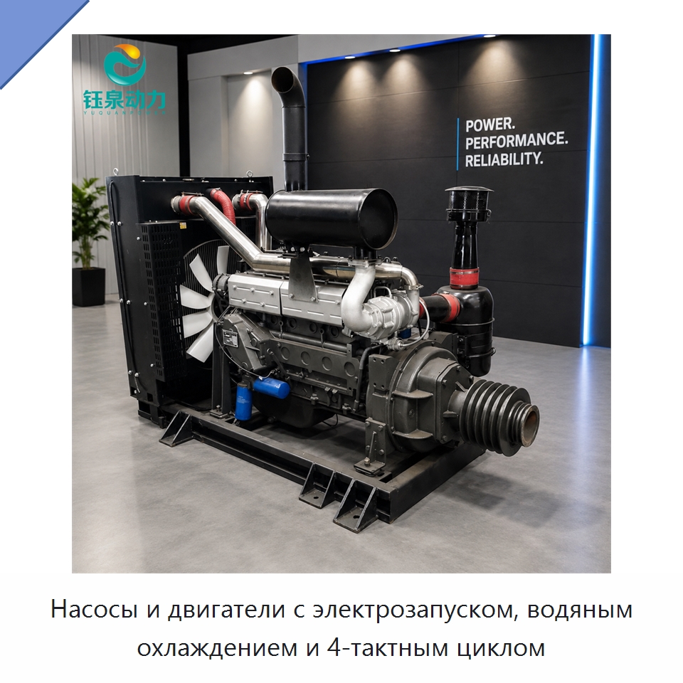 Насосы и двигатели с электрозапуском, водяным охлаждением и 4-тактным циклом — Двигатели и запчасти для оборудования