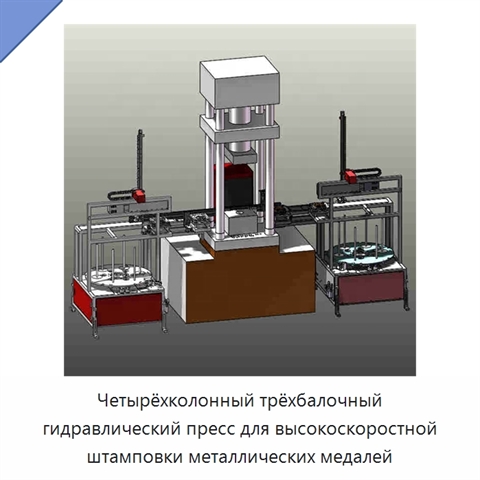 Четырёхколонный трёхбалочный гидравлический пресс для высокоскоростной штамповки металлических медалей