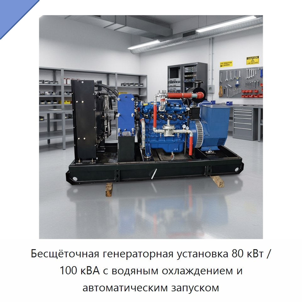 Бесщёточная генераторная установка 80 кВт / 100 кВА с водяным охлаждением и автоматическим запуском — Газотурбинные генераторы