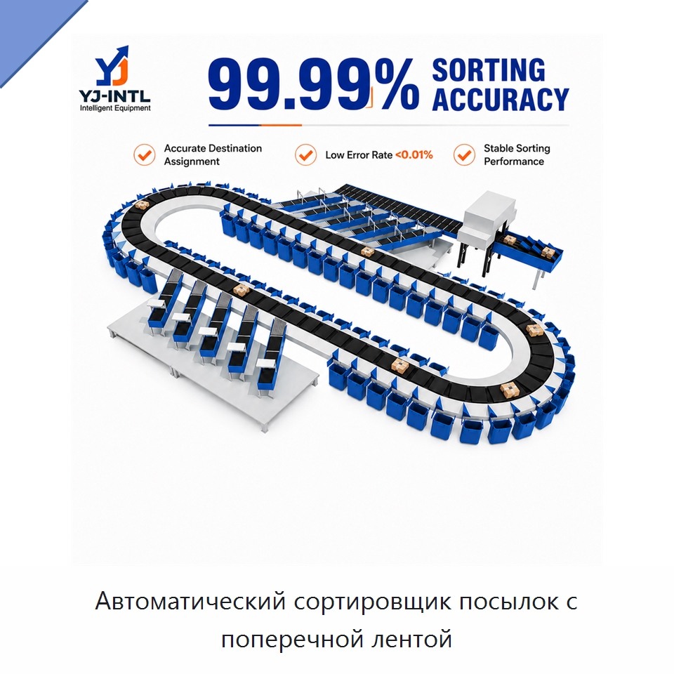 Автоматический сортировщик посылок с поперечной лентой — Сортировочный конвейер