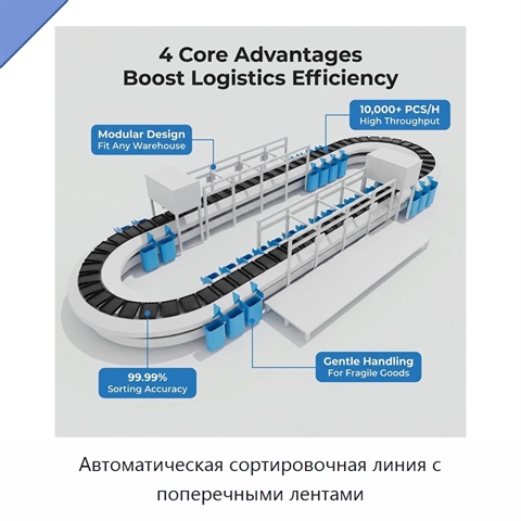 Автоматическая сортировочная линия с поперечными лентами