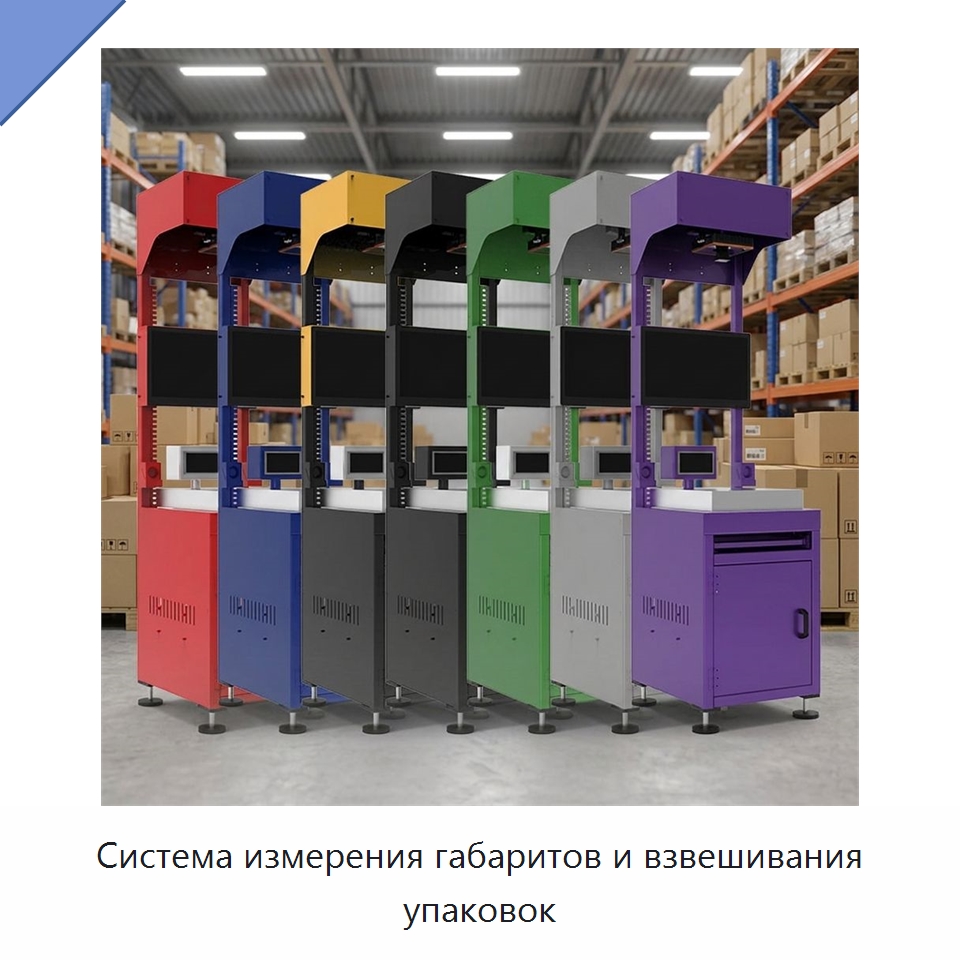 Система измерения габаритов и взвешивания упаковок — Сортировочный конвейер