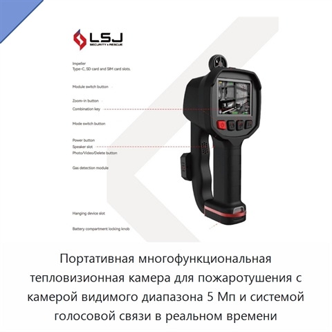 Портативная многофункциональная тепловизионная камера для пожаротушения с камерой видимого диапазона 5 Мп и системой голосовой связи в реальном времени