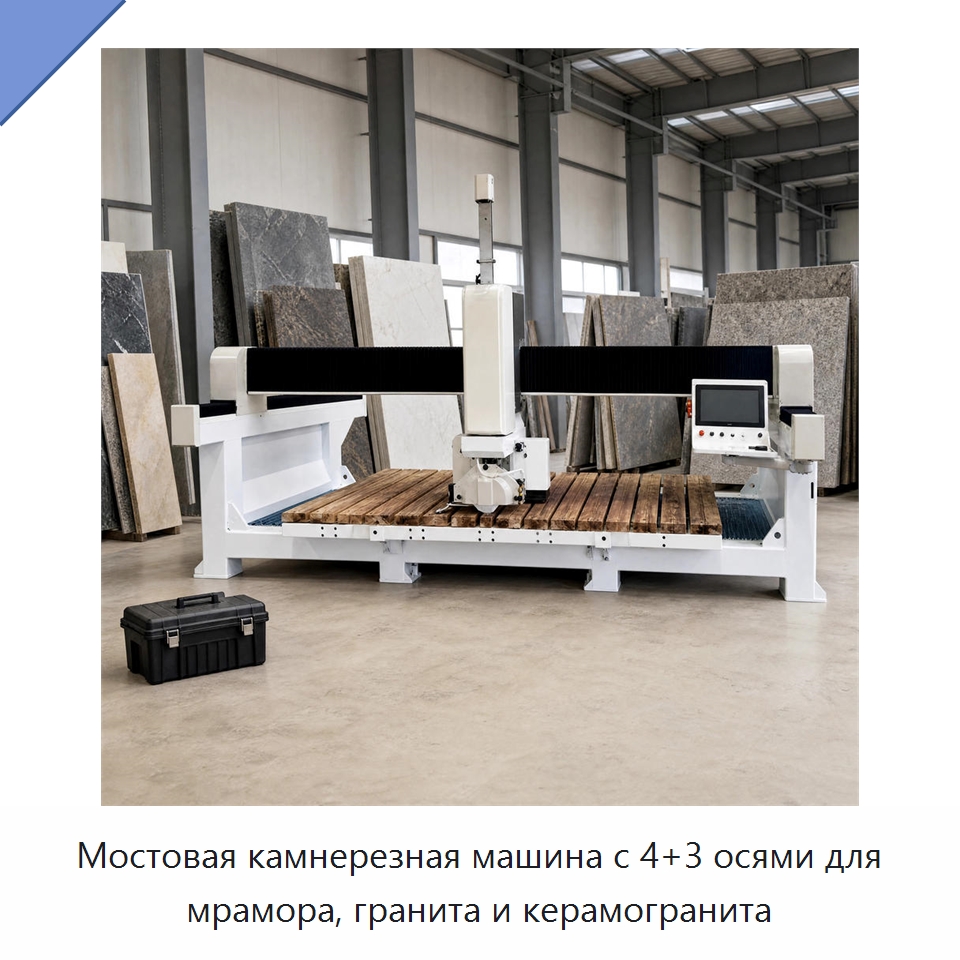 Мостовая камнерезная машина с 4+3 осями для мрамора, гранита и керамогранита — Оборудование для обработки камня