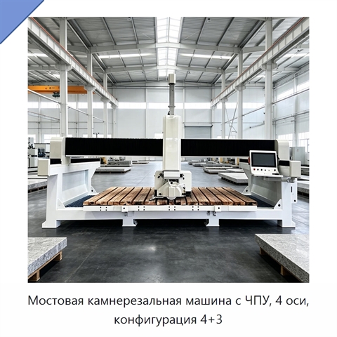Мостовая камнерезальная машина с ЧПУ, 4 оси, конфигурация 4+3