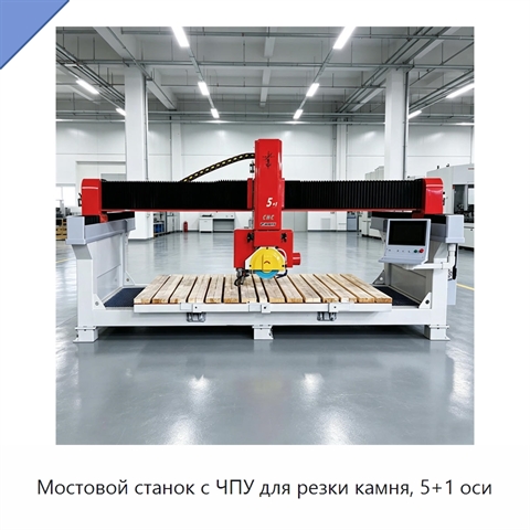 Мостовой станок с ЧПУ для резки камня, 5+1 оси