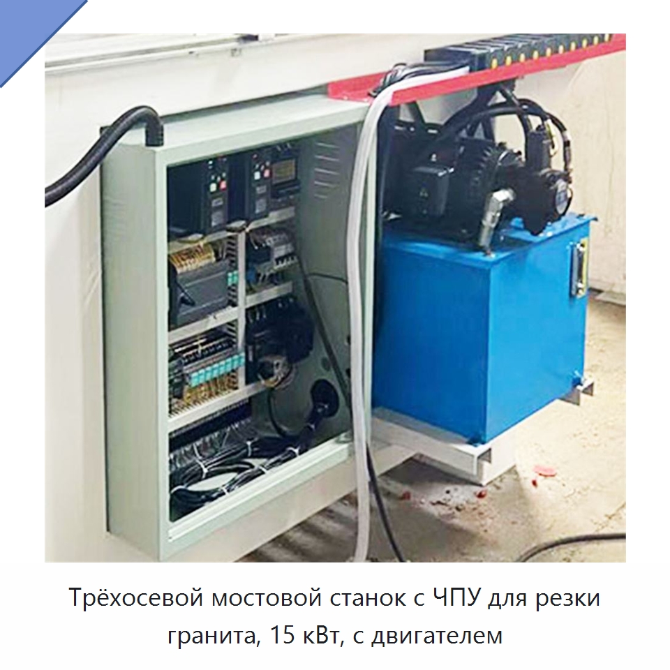 Трёхосевой мостовой станок с ЧПУ для резки гранита, 15 кВт, с двигателем — Оборудование для обработки камня