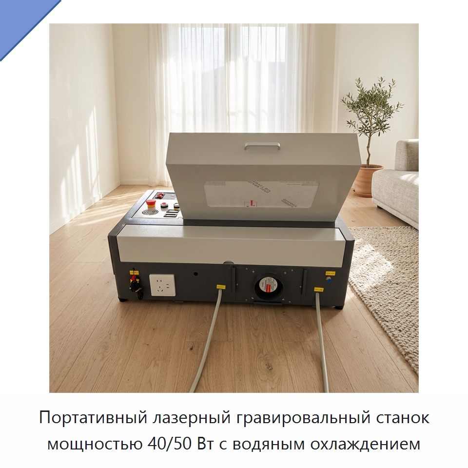 Портативный лазерный гравировальный станок мощностью 40/50 Вт с водяным охлаждением — Лазерные гравировальные станки