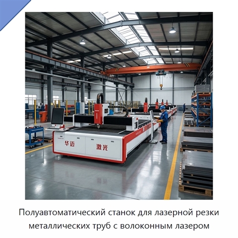 Полуавтоматический станок для лазерной резки металлических труб с волоконным лазером