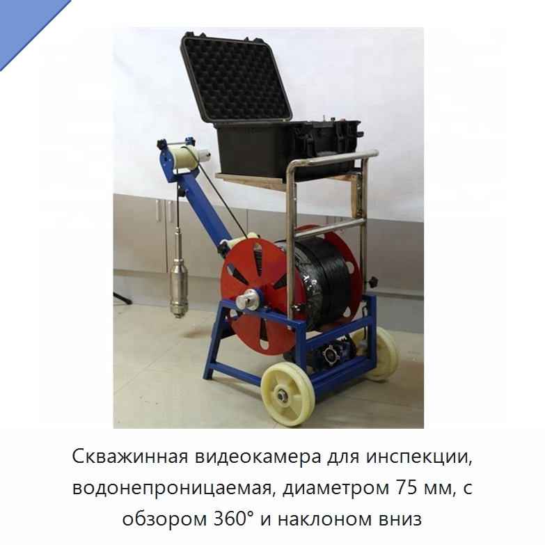 Скважинная видеокамера для инспекции, водонепроницаемая, диаметром 75 мм, с обзором 360° и наклоном вниз — Специальные испытательные приборы