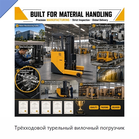 Трёхходовой турельный вилочный погрузчик