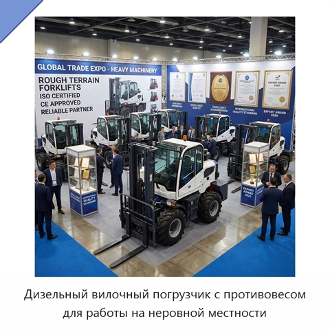 Дизельный вилочный погрузчик с противовесом для работы на неровной местности