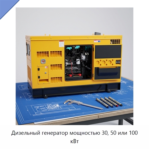 Дизельный генератор мощностью 30, 50 или 100 кВт
