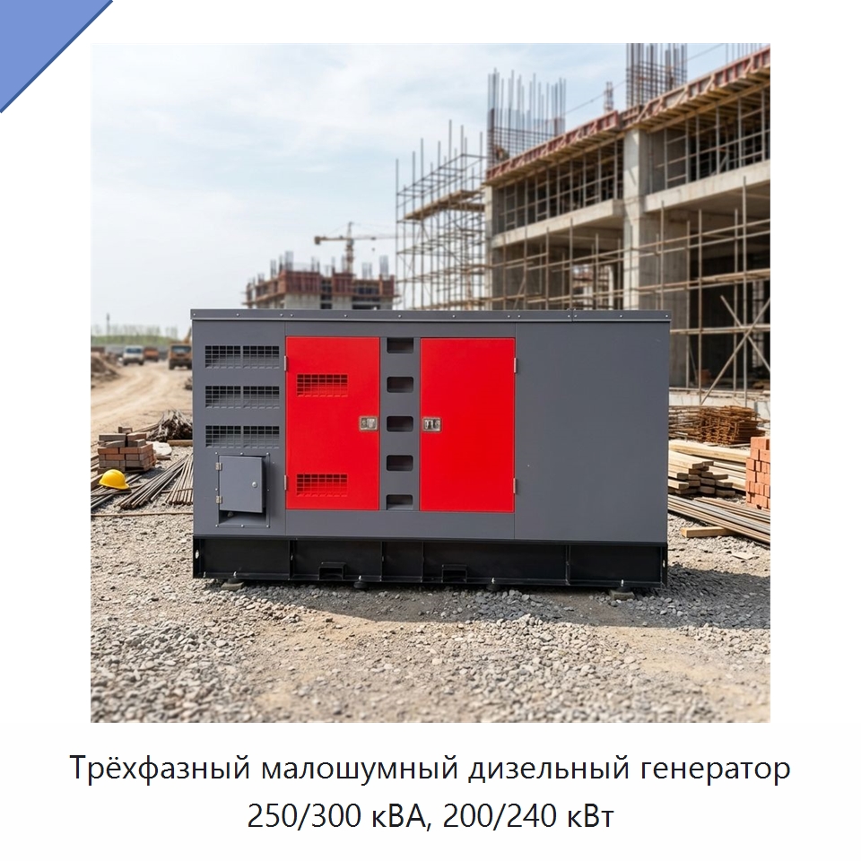 Трёхфазный малошумный дизельный генератор 250/300 кВА, 200/240 кВт — Дизельные генераторы