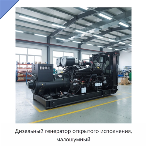 Дизельный генератор открытого исполнения, малошумный