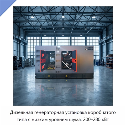 Дизельная генераторная установка коробчатого типа с низким уровнем шума, 200–280 кВт
