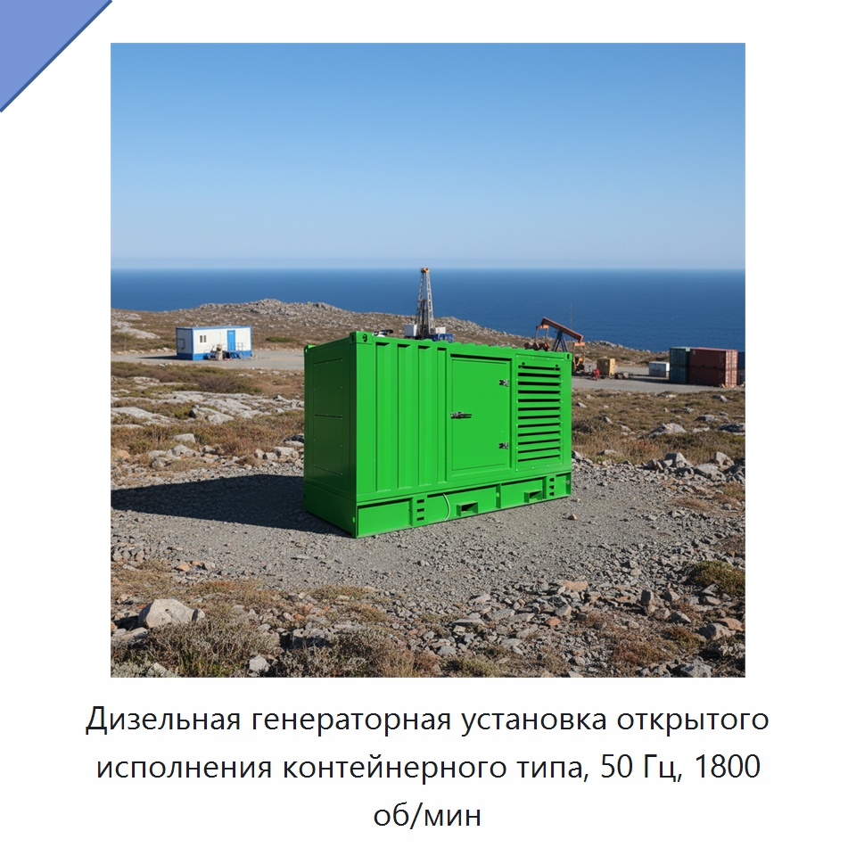 Дизельная генераторная установка открытого исполнения контейнерного типа, 50 Гц, 1800 об/мин — Дизельные генераторы